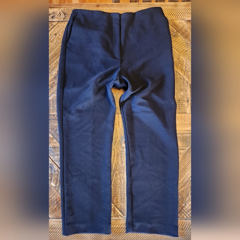 Loft Black High Waisted Straight Leg Dress Pants Trouser Size 12 Stretch